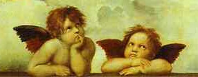 Little Angels (det. of Sistine Madonna) by Raphael, Italian Renaissance artist Little Angels (det. of Sistine Madonna) by Raphael, Italian Renaissance artist