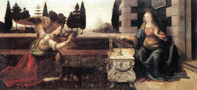 <i>Annunciation to the Virgin</i>,<BR>Leonardo