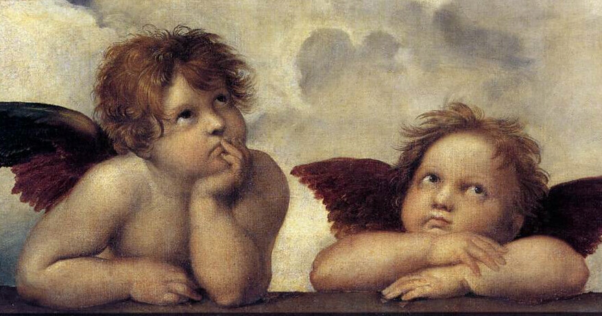 <i>Cherubini </i>(detail<i> Sistine Madonna),</i><BR>Raphael San